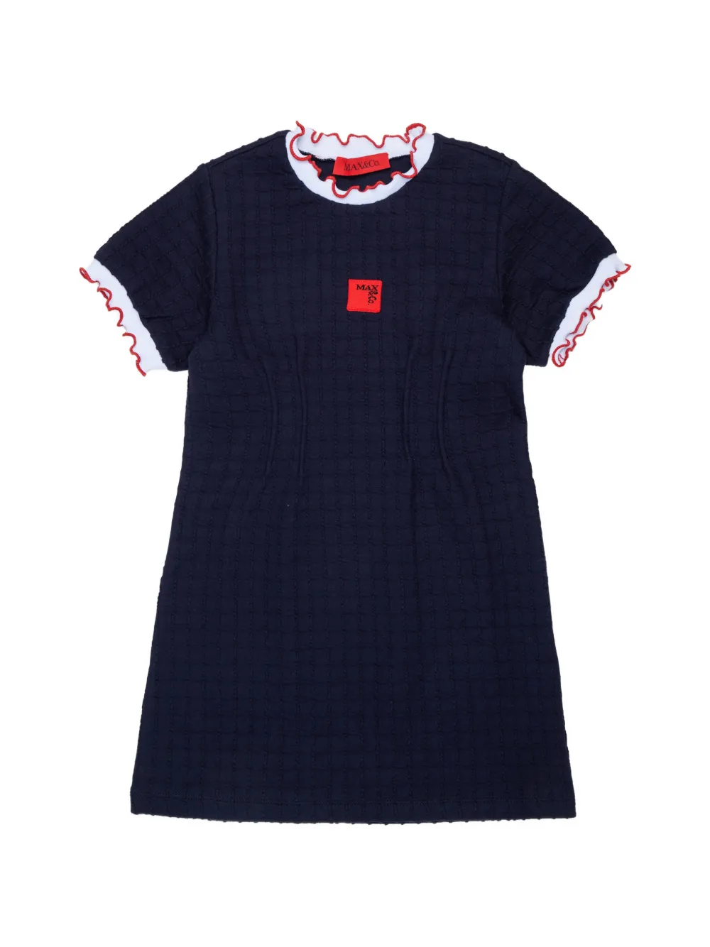 MAX&Co. Kids cable-knit ruffled dress Blauw