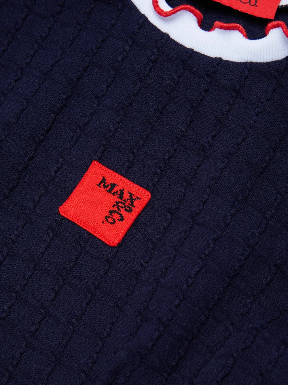 MAX&Co. Kids cable-knit ruffled dress Blauw