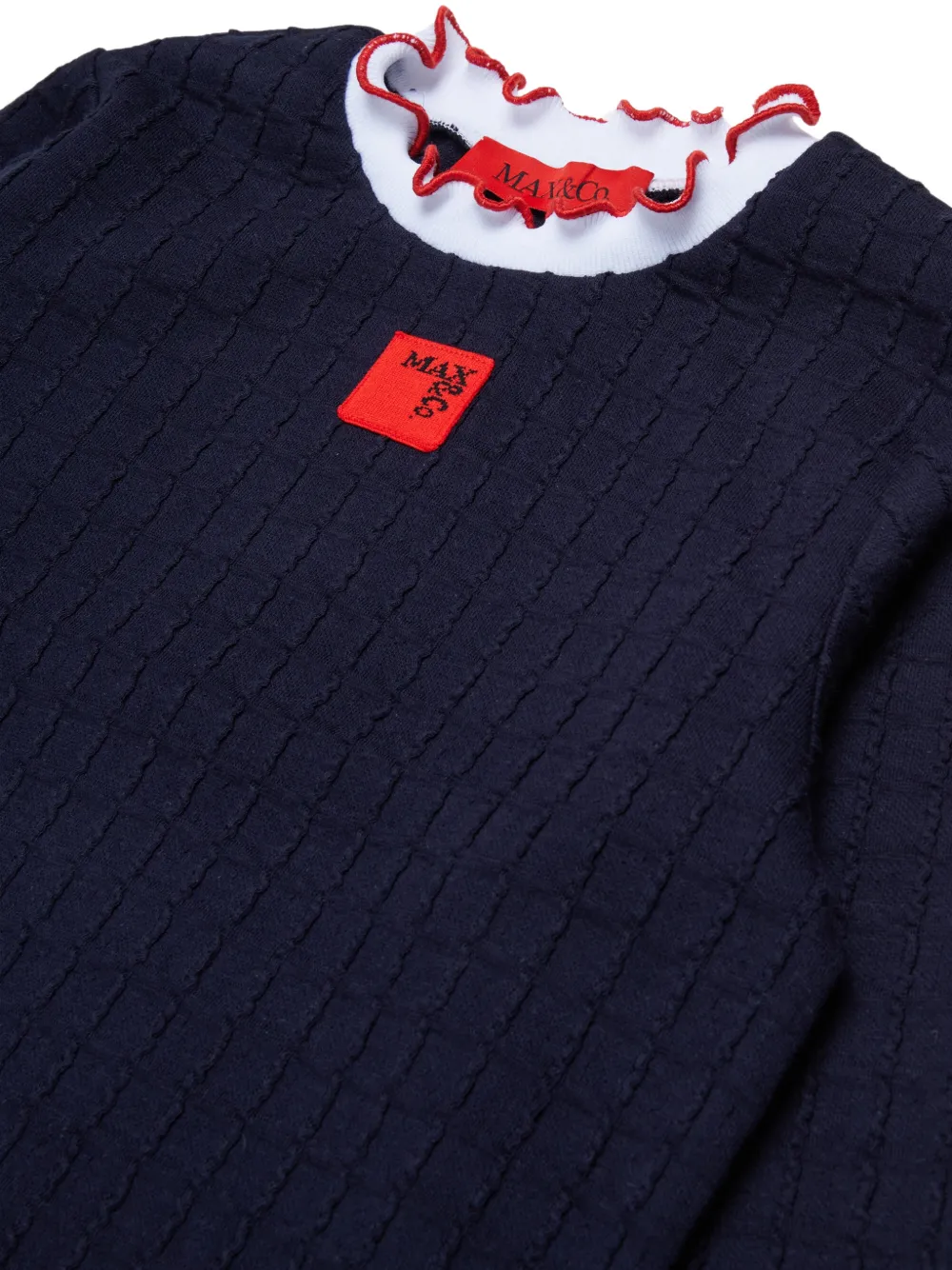 MAX&Co. Kids ruffled textured sweatshirt Blauw