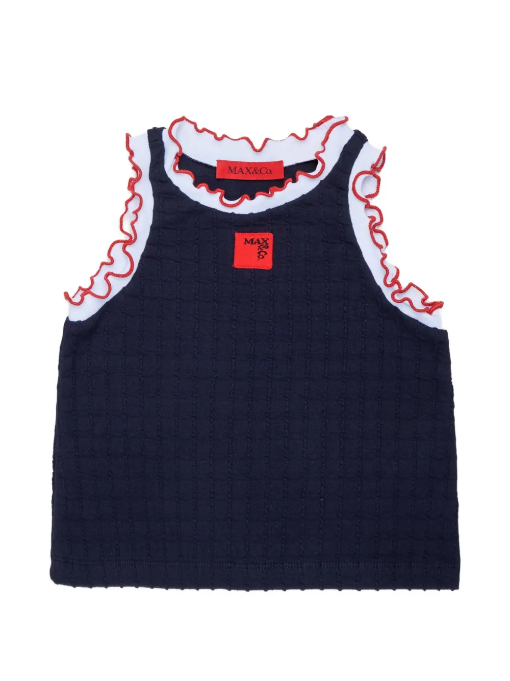 MAX&Co. Kids ruffle-trim seersucker T-shirt - Blu