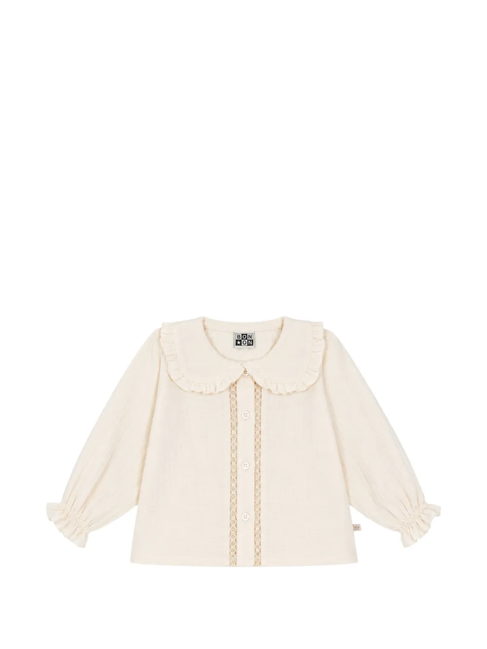Bonton Fig ruffled lace-trim shirt - Toni neutri