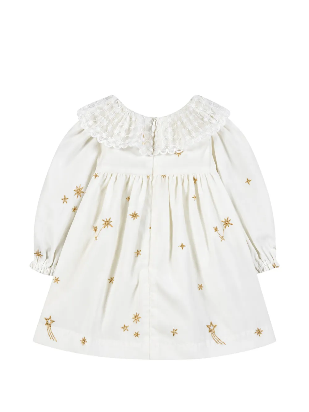 Tartine Et Chocolat star-embroidered lace-collar dress Beige