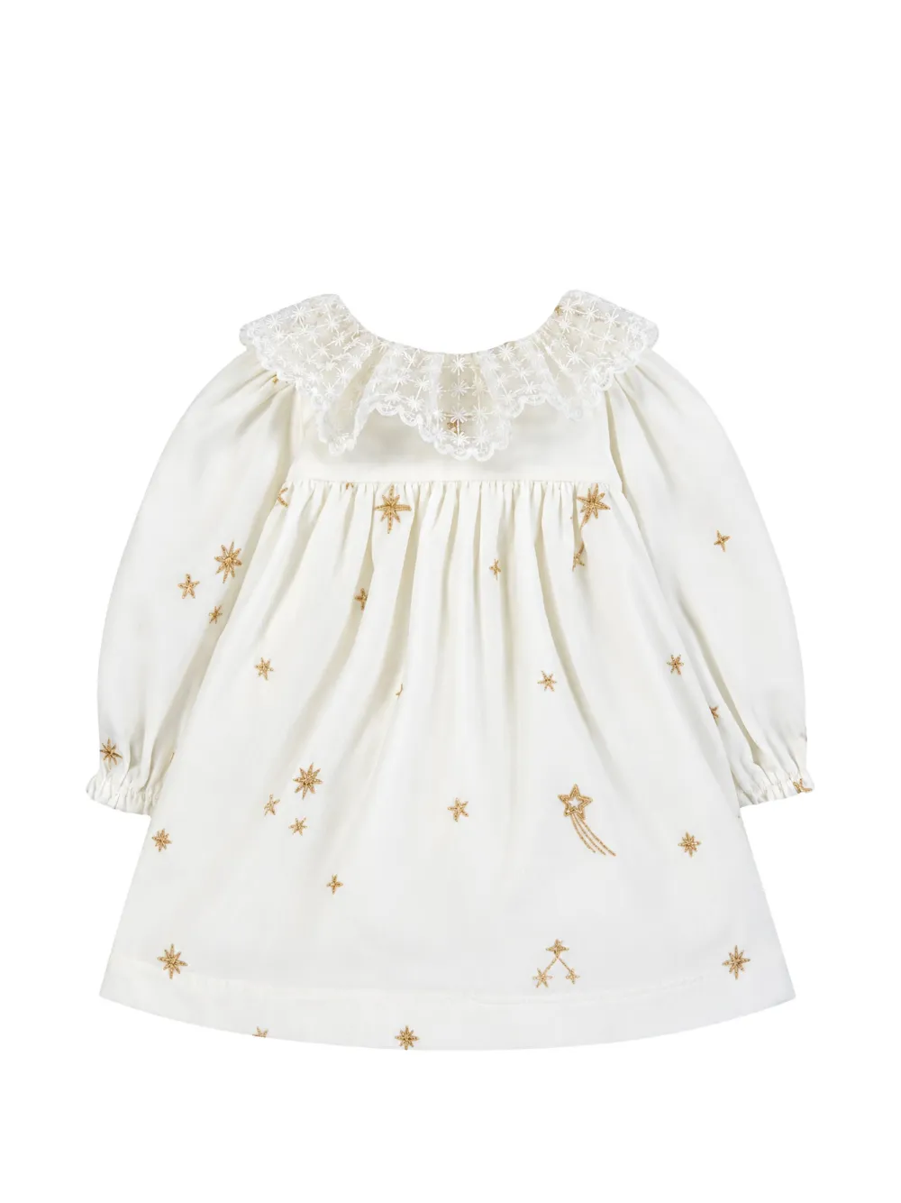 Tartine Et Chocolat star-embroidered lace-collar dress - Toni neutri
