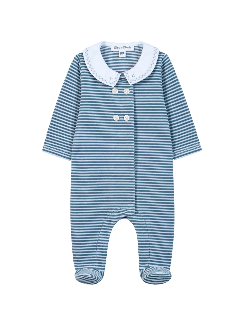 Tartine Et Chocolat striped velvet pyjamas Blauw