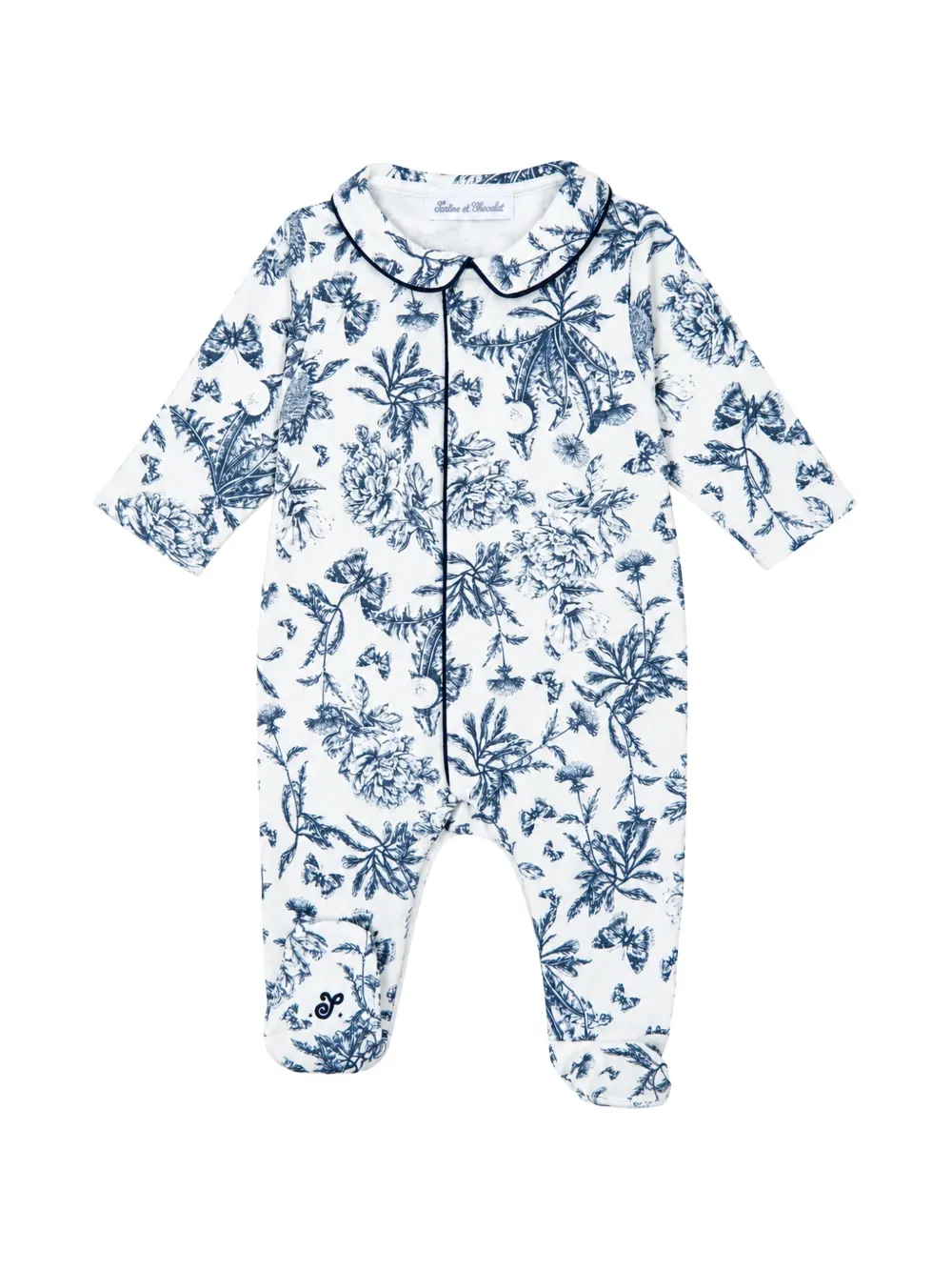 Tartine Et Chocolat floral-printed cotton onesie Blauw