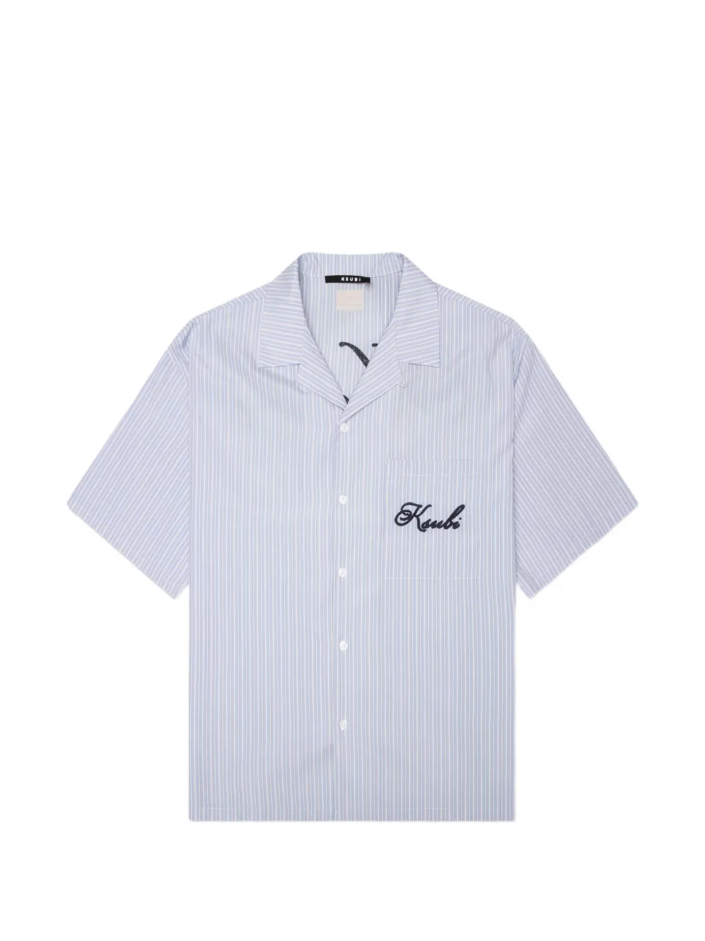 Ksubi Club Diner Ss stripe-print logo-embroidered shirt Blauw