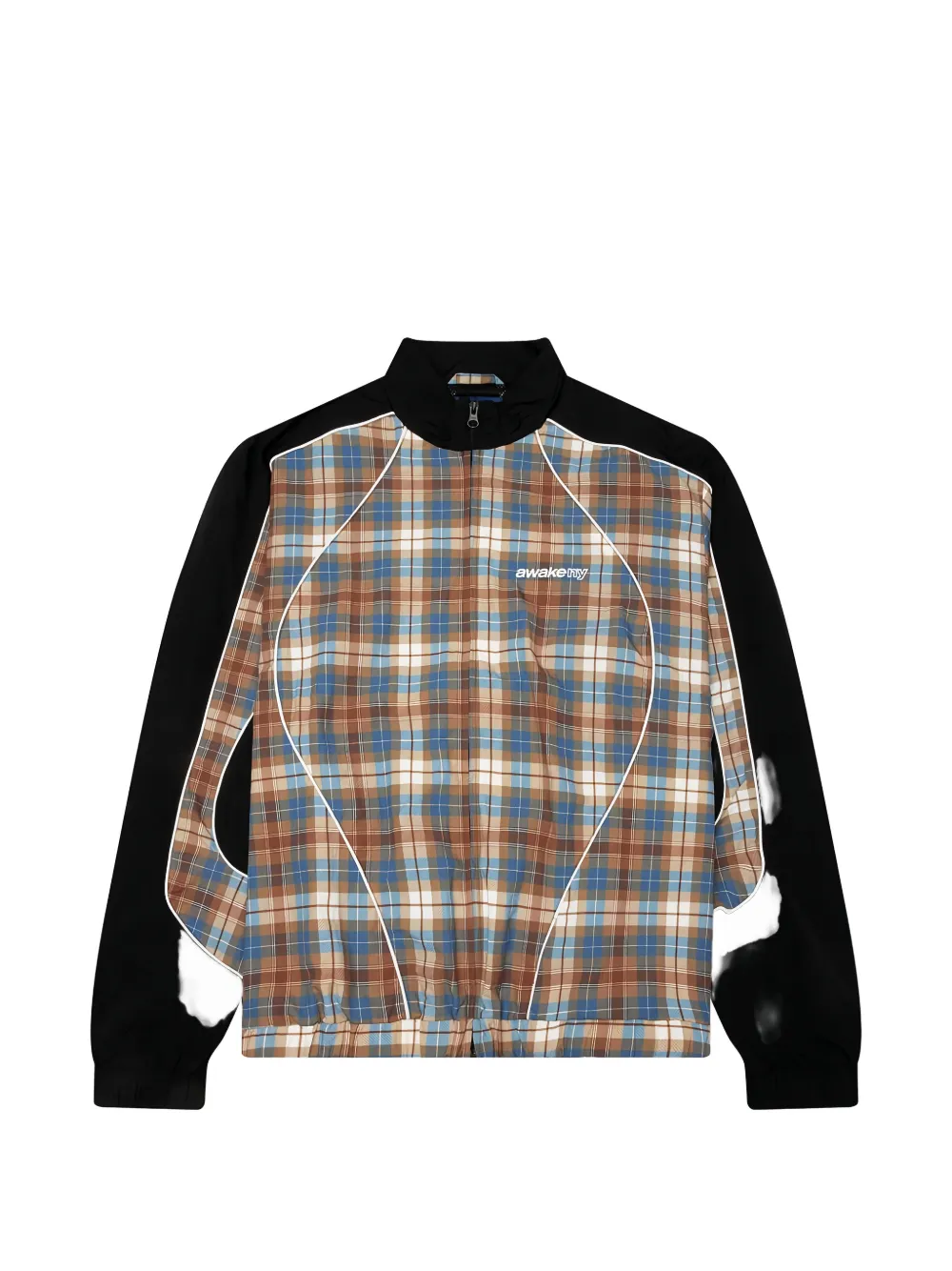 Awake NY LES plaid-pattern panelled track jacket - Noir Awake NY LES plaid-pattern panelled track jacket - Noir