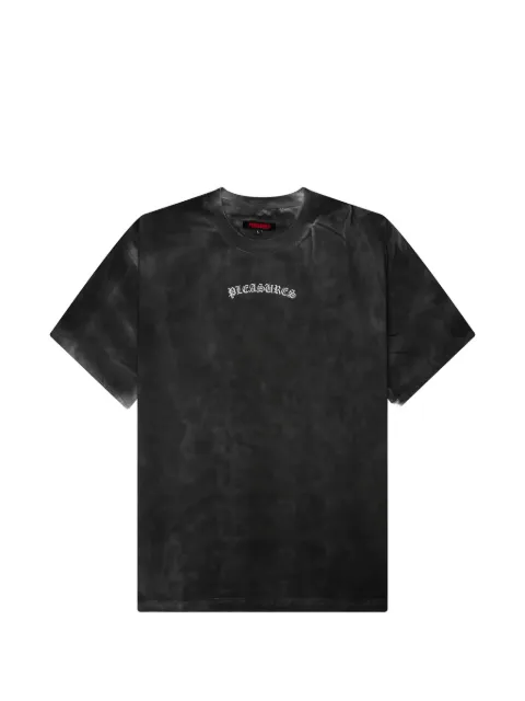 Pleasures logo-embroidered spray-effect T-shirt