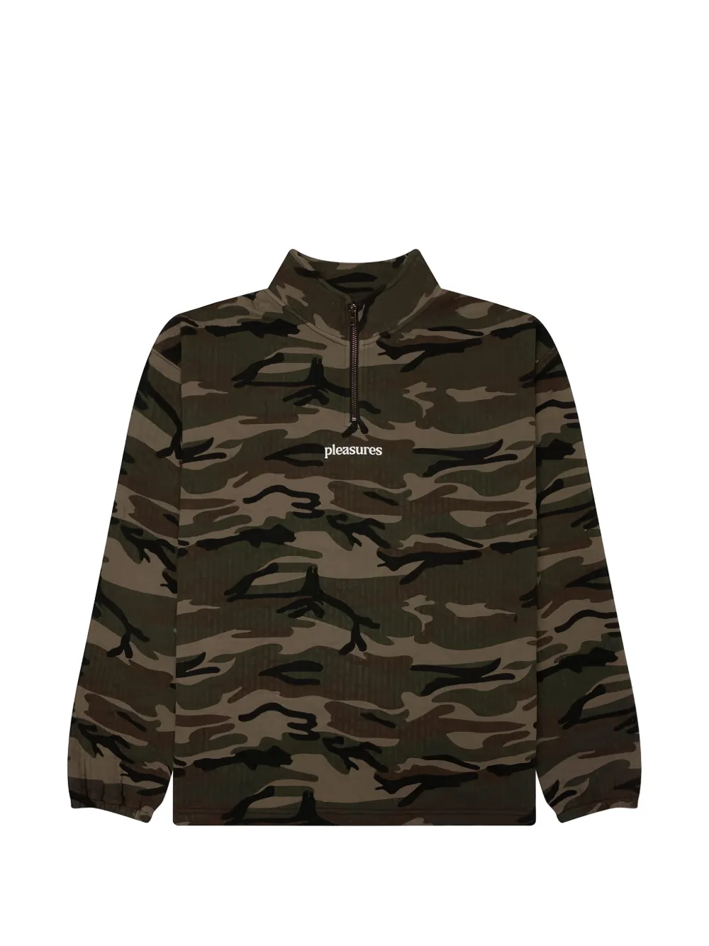 Pleasures textured camo-print quarter-zip sweatshirt Groen