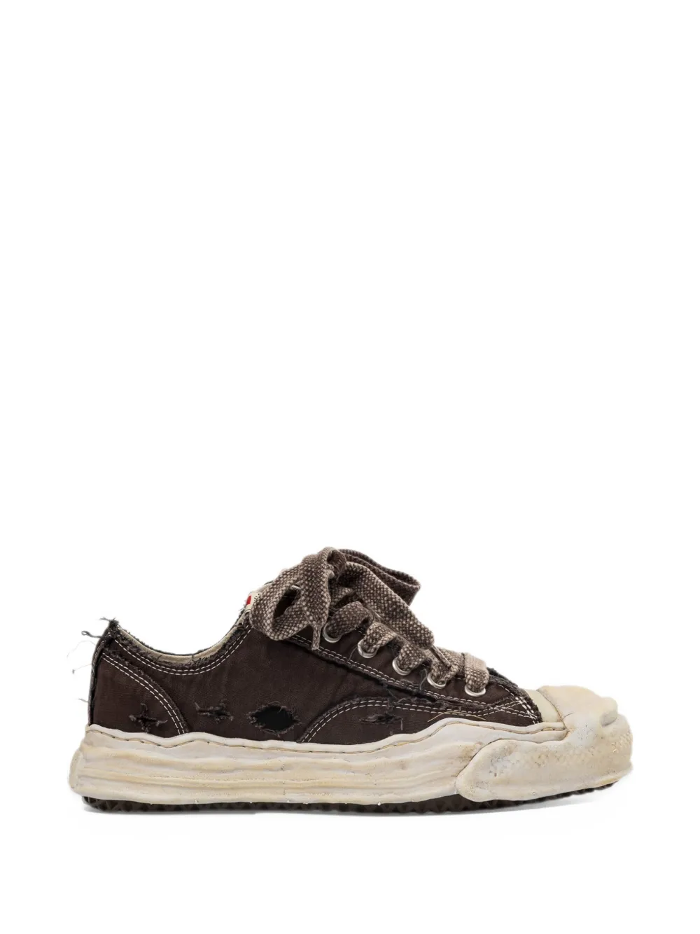 Maison MIHARA YASUHIRO "Hank" OG sole ripped overdye canvas low-top sneakers - Brown