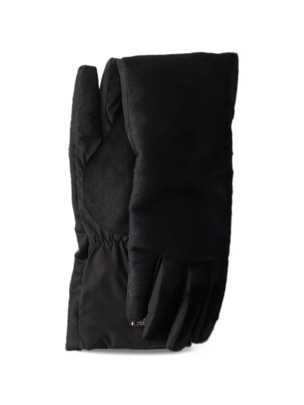 Prada Re-Nylon and leather gloves Zwart