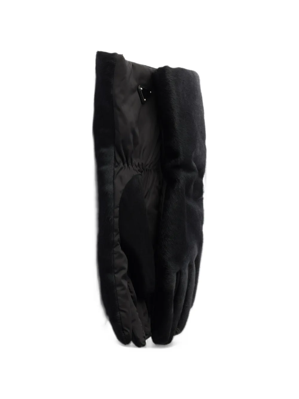 Prada Re-Nylon and leather gloves Zwart