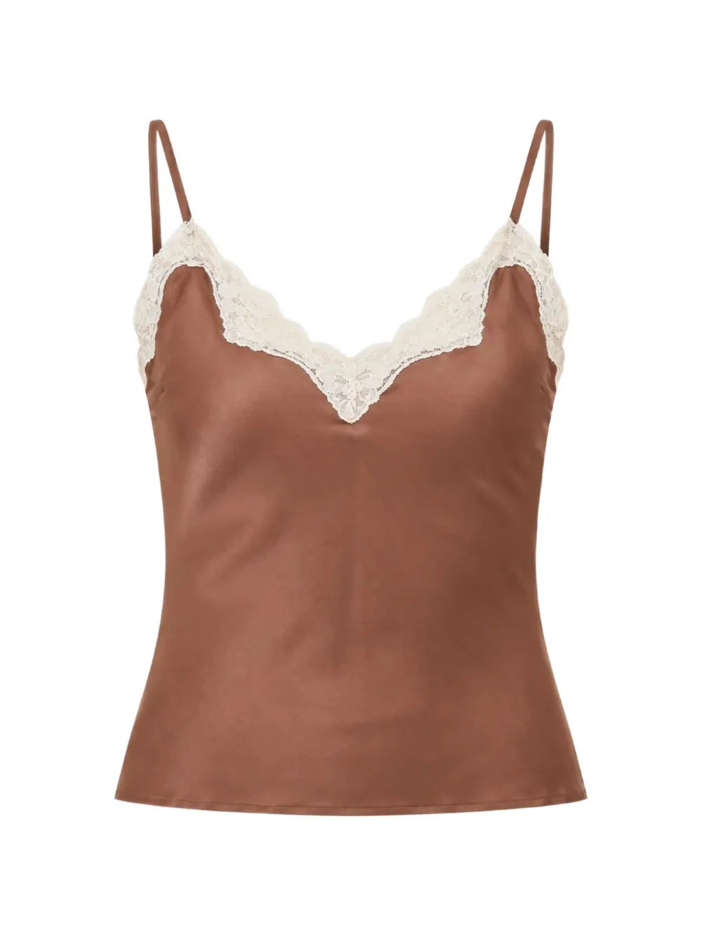 LoveShackFancy Franna lace-trim silk top Bruin