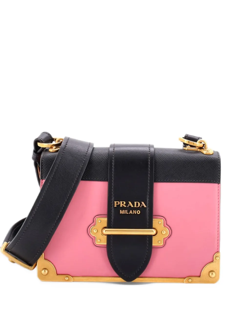 Prada Pre-Owned Cahier Leather and Saffiano Leather Small crossbody bag - Pink