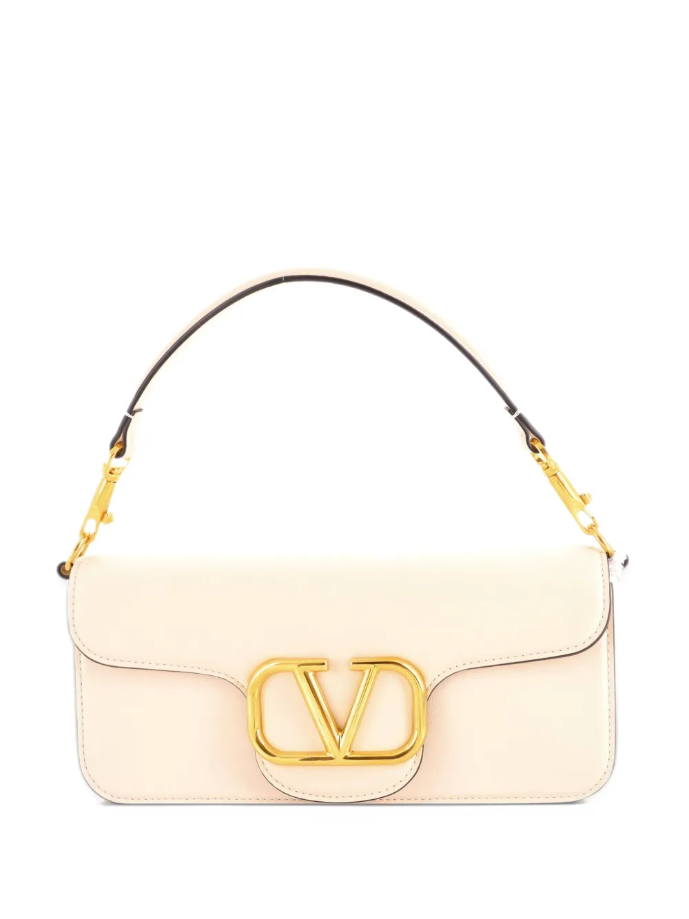 Valentino Garavani Pre-Owned VLogo Loco Flap Shoulder Bag Leather Medium clutch bag - Bianco