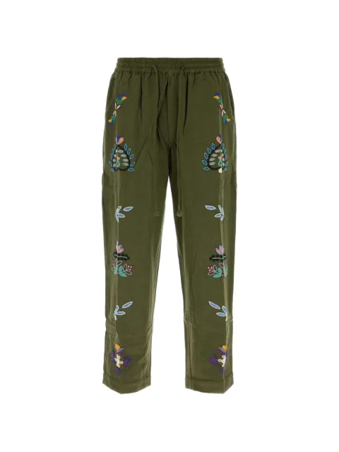 Baziszt floral-embroidered drawstring-waist trousers