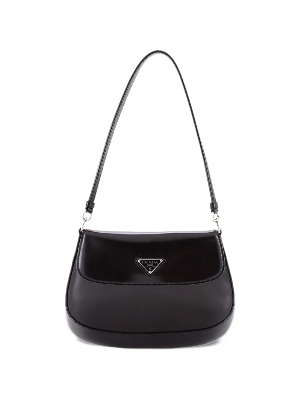 Prada Pre-Owned Cleo Flap Shoulder Bag Spazzolato Leather Small hobo bag - Black