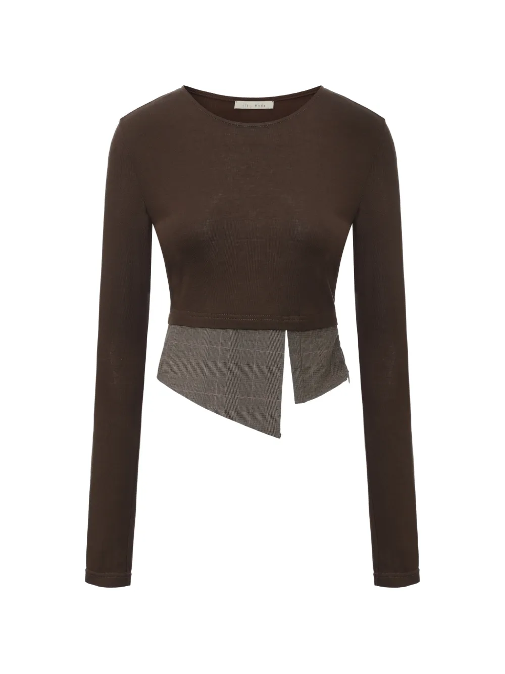 ili node Susan check-panel asymmetric T-shirt - Marrone