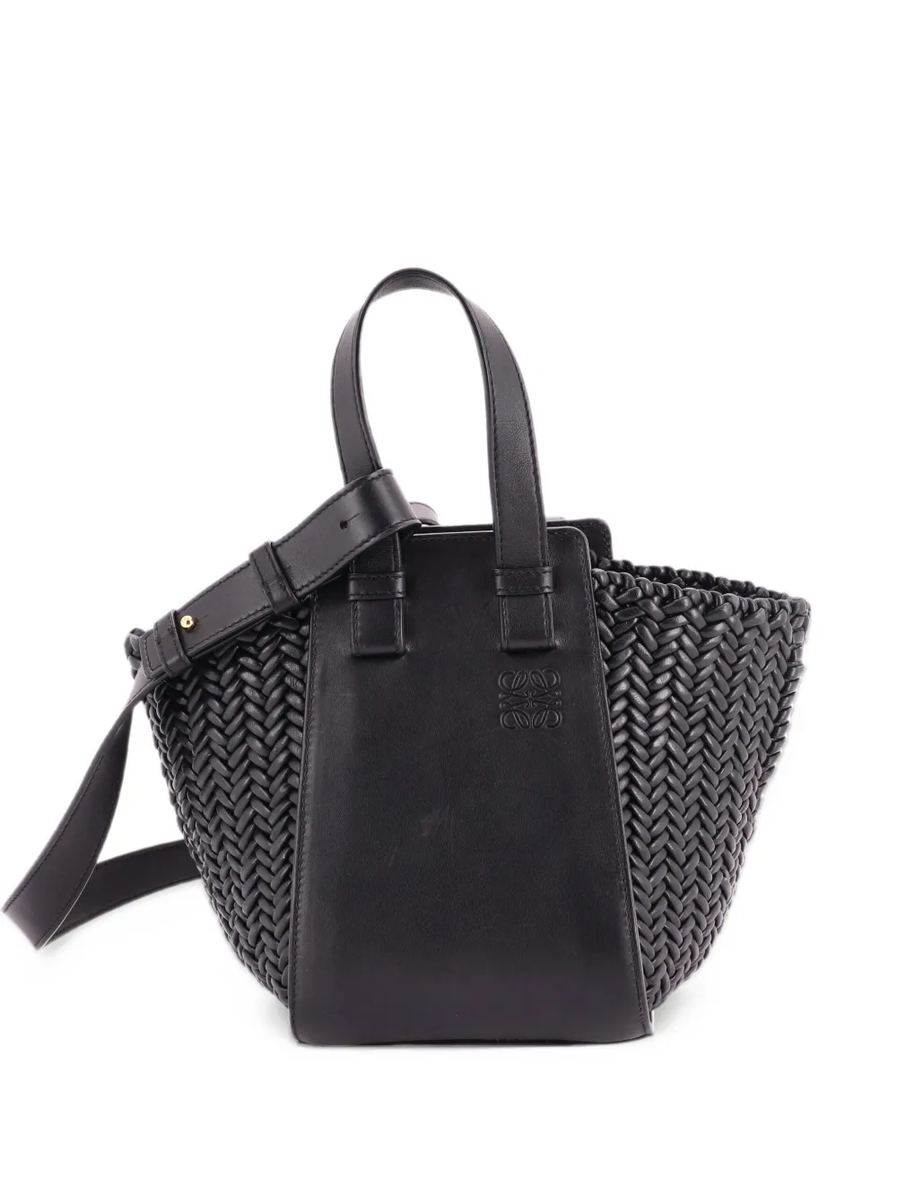 Loewe Pre-Owned Hammock Bag Leather with Woven Detail Compact bucket bag - Nero