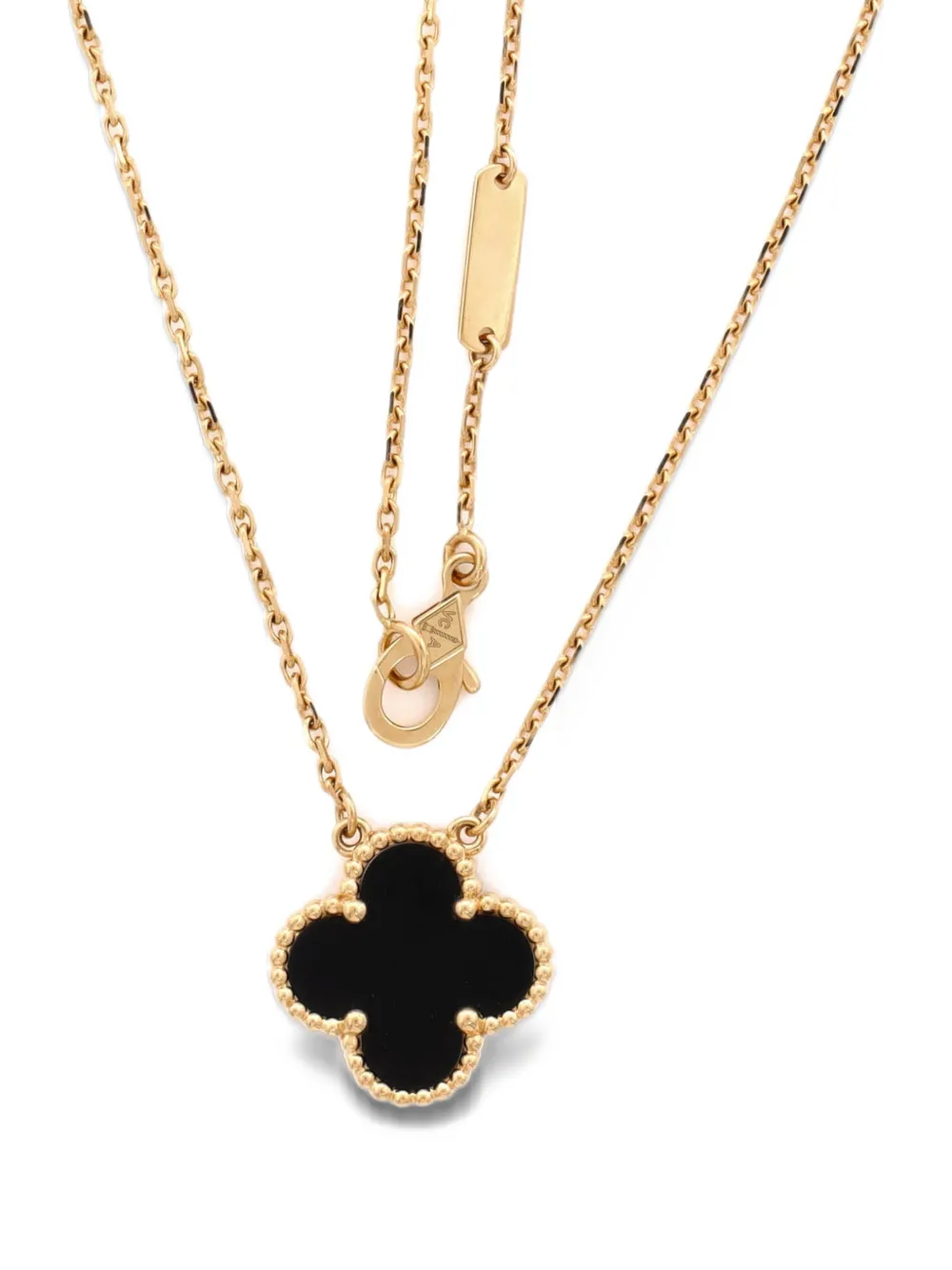 Van Cleef & Arpels Pre-Owned Vintage Alhambra Pendant 18K Yellow Gold and Onyx necklace - Oro