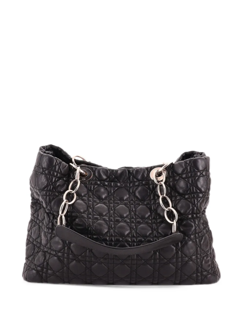 Christian Dior Pre-Owned Soft Chain Cannage Quilt Lambskin Large tote bag - Nero
