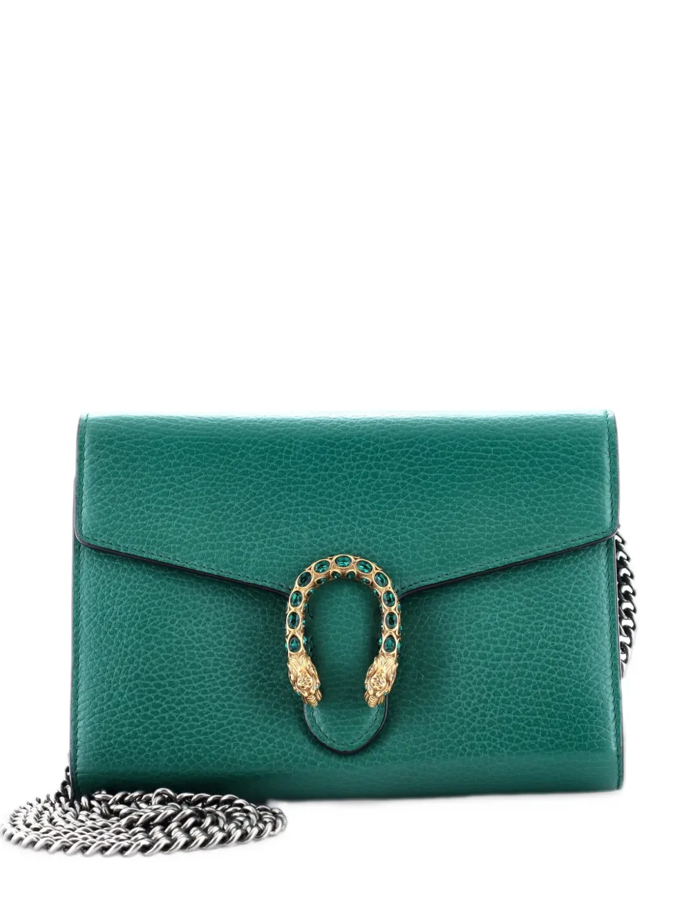 Gucci Pre-Owned Dionysus Chain Wallet Leather with Embellished Detail Small crossbody bag - Verde