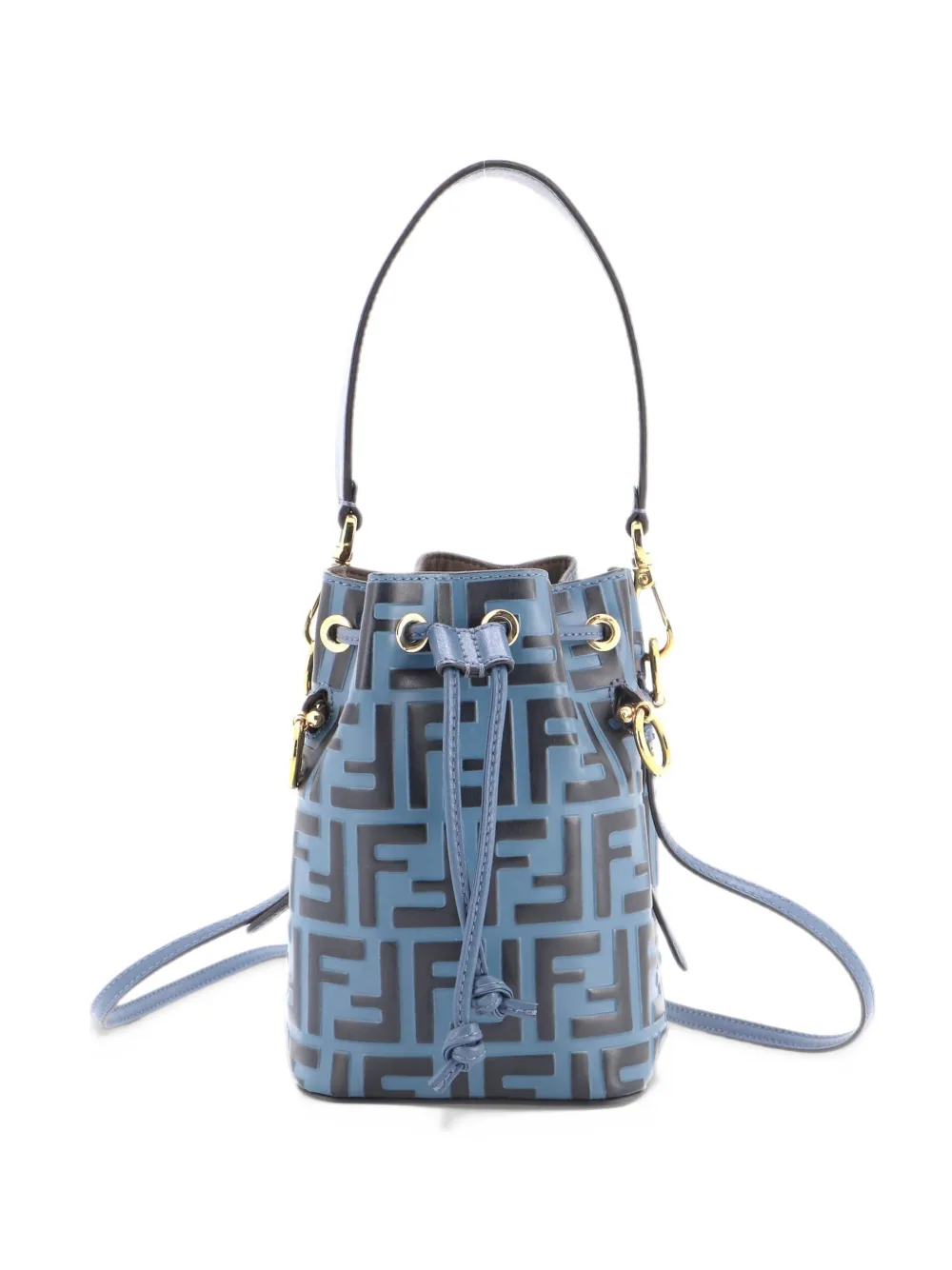 Fendi Pre-Owned Mon Tresor Zucca Embossed Leather Mini bucket bag - Blu