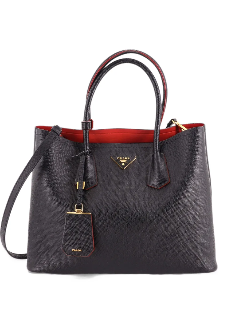 Prada Pre-Owned Cuir Double Saffiano Leather Large tote bag - Nero