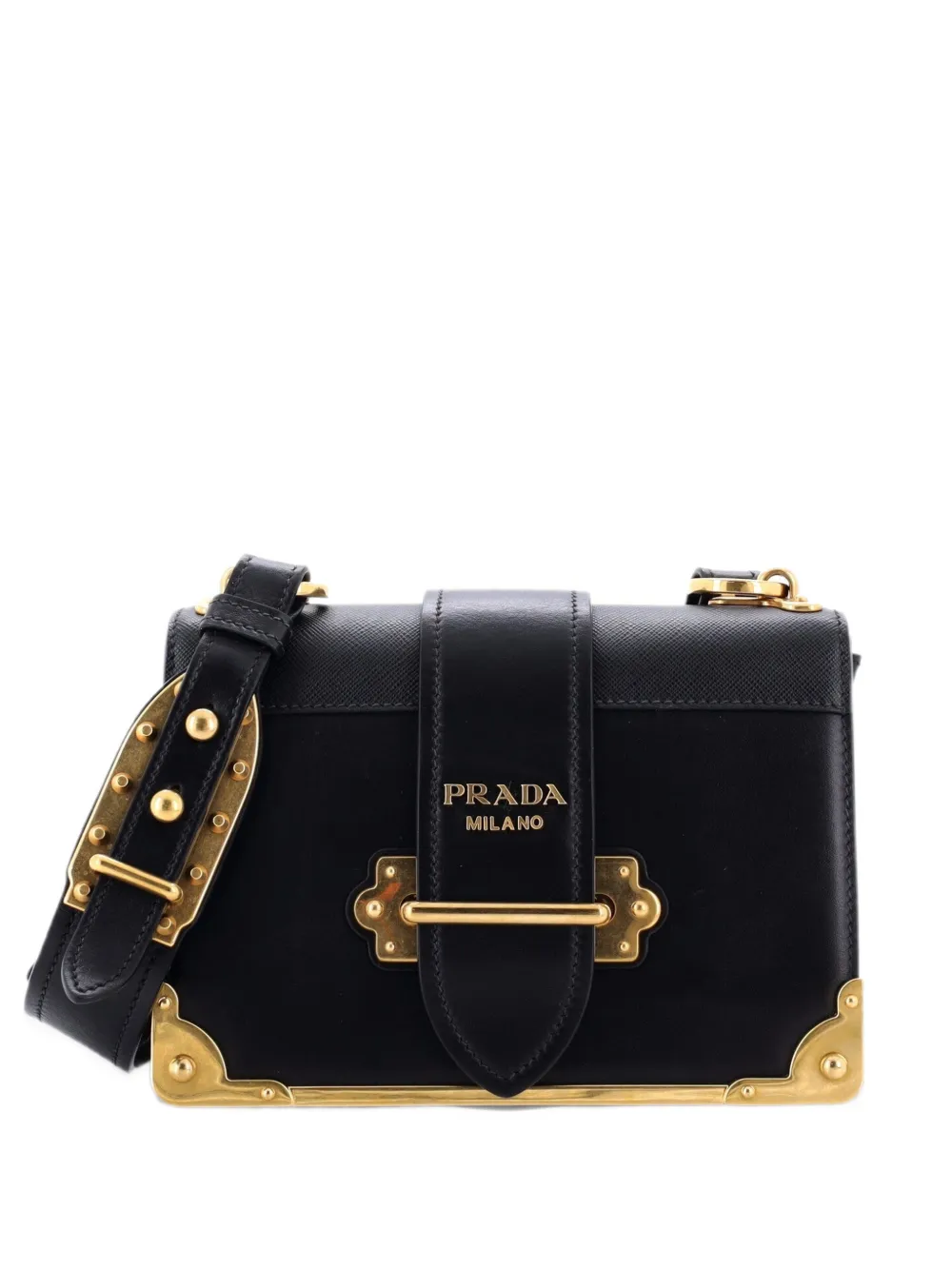 Prada Pre-Owned Cahier Leather and Saffiano Leather Small crossbody bag - Black