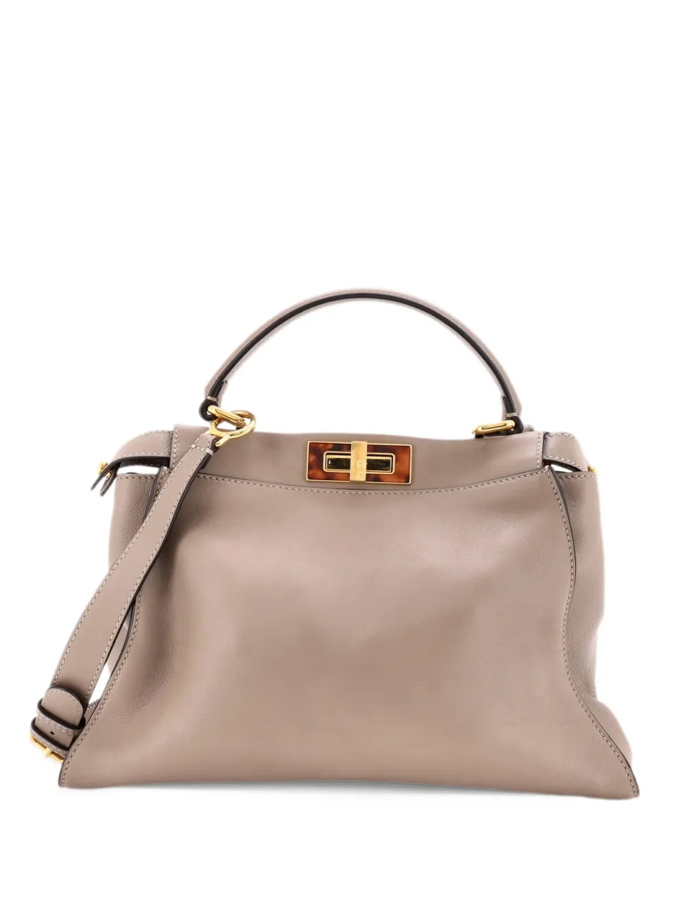 Fendi Pre-Owned Peekaboo Bag Leather with Tortoise Detail Regular shoulder bag - Grey
