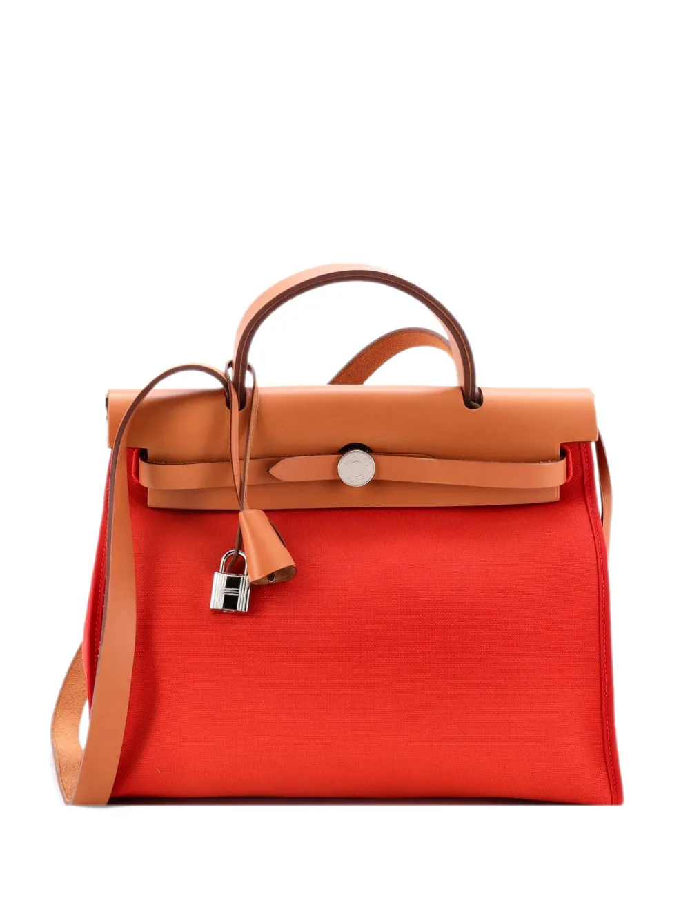 Hermès Pre-Owned Herbag Zip Leather and Toile 31 shoulder bag - Red