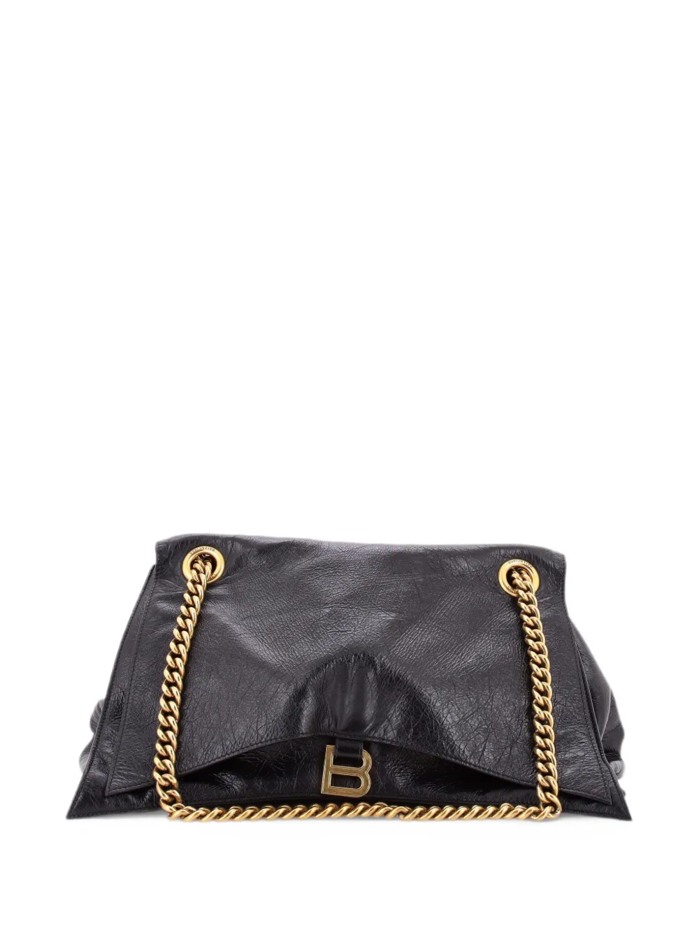Balenciaga Pre-Owned Crush Chain Flap Bag Leather Large shoulder bag - Nero