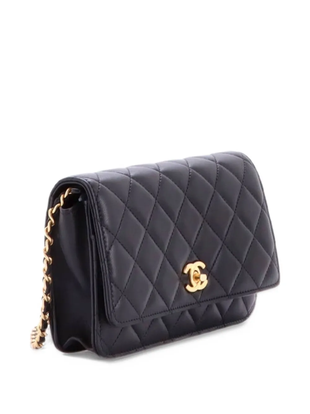 CHANEL Pre-Owned Pearl Crush Wallet on Chain Quilted Lambskin crossbody bag - Nero