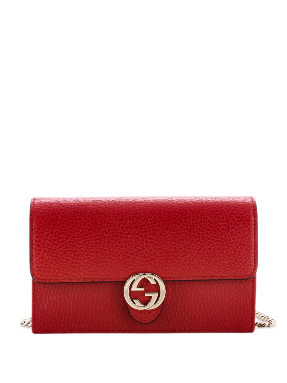 Gucci Pre-Owned Interlocking Wallet on Chain Leather crossbody bag - Rosso