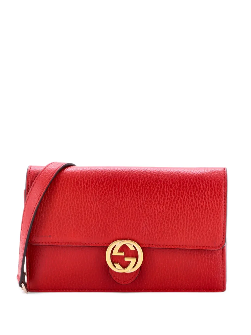 Gucci Pre-Owned Interlocking Wallet on Chain Leather crossbody bag - Rosso