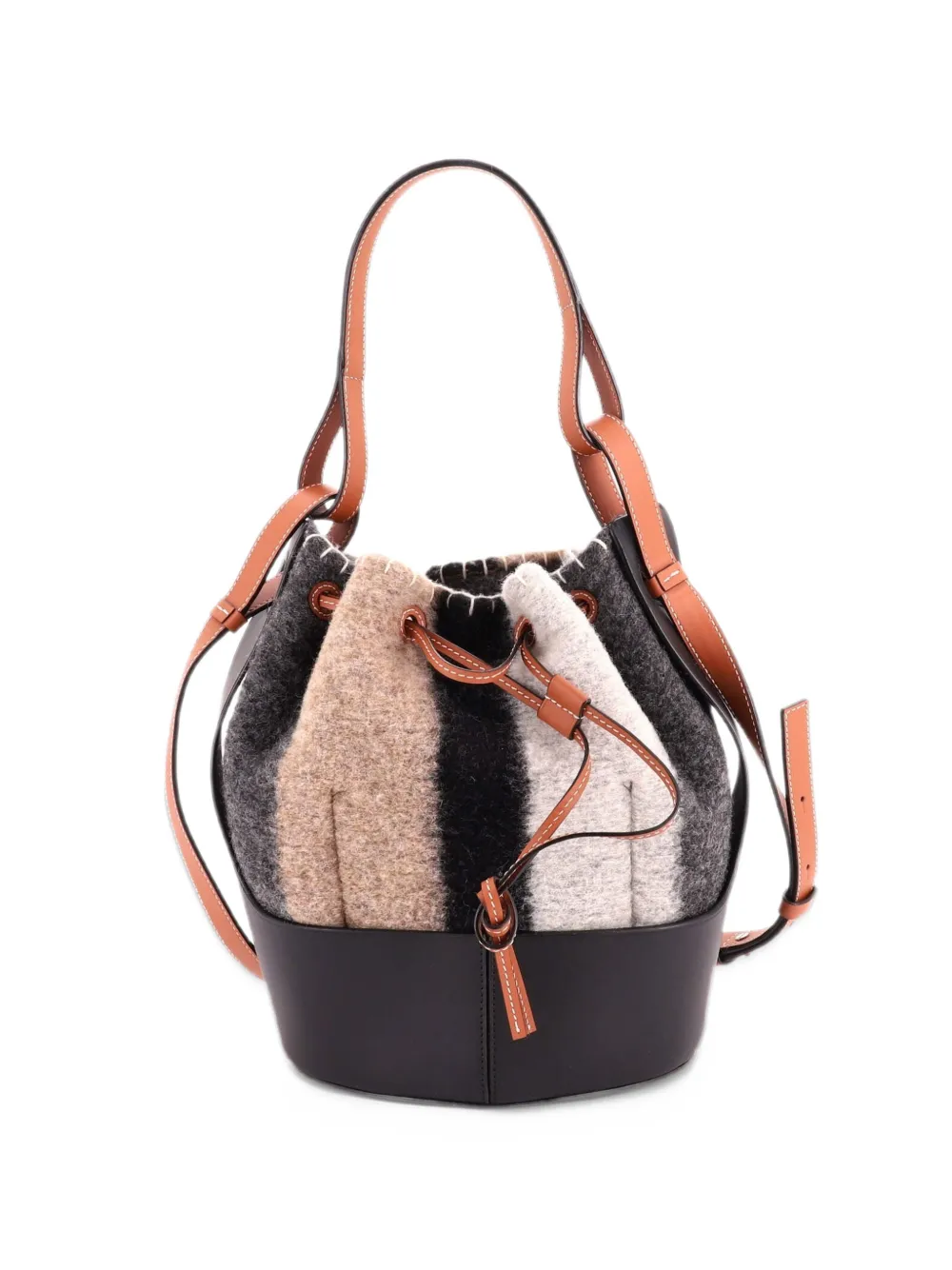 Loewe Pre-Owned Balloon Striped Felt with Leather Small bucket bag - Multicolour
