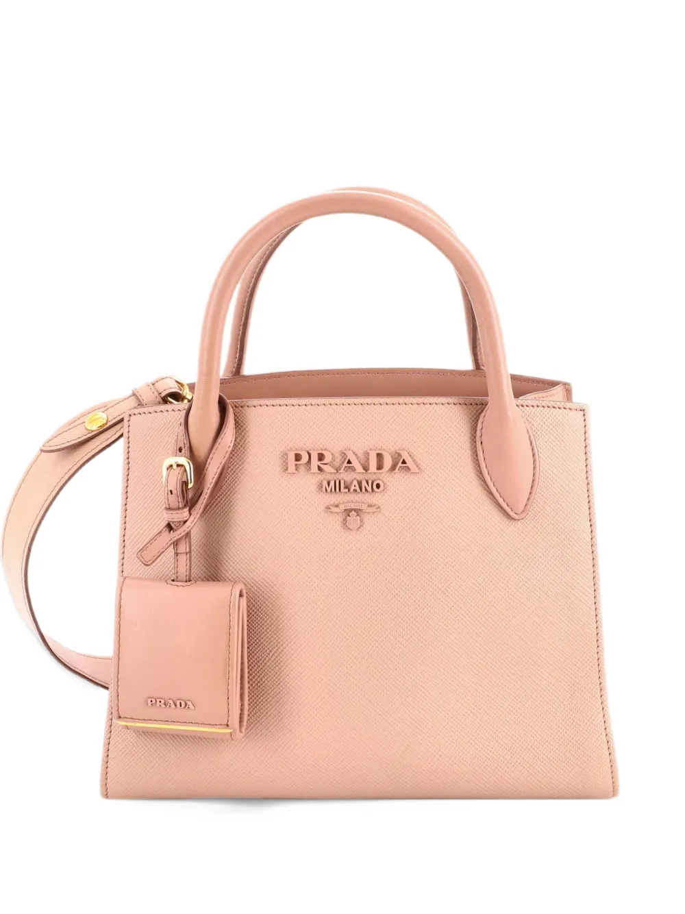 Prada Pre-Owned Monochrome Saffiano with City Calf Small tote bag - Neutrals