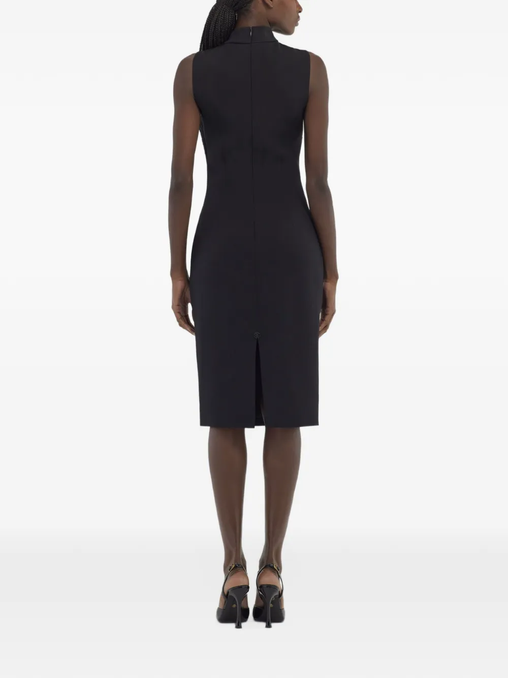 Roberto Cavalli high-neck sleeveless fitted midi dress Zwart