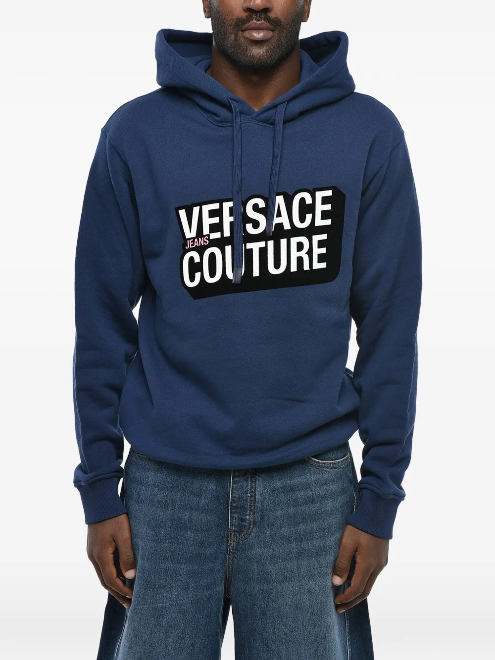 Versace Jeans Couture logo-print hoodie Blauw