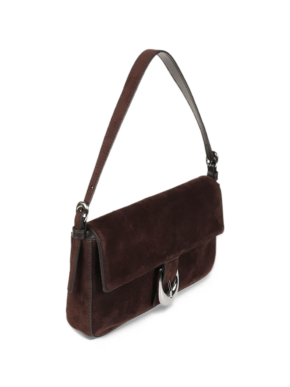 STAUD Harlow buckle-detail suede shoulder bag Bruin