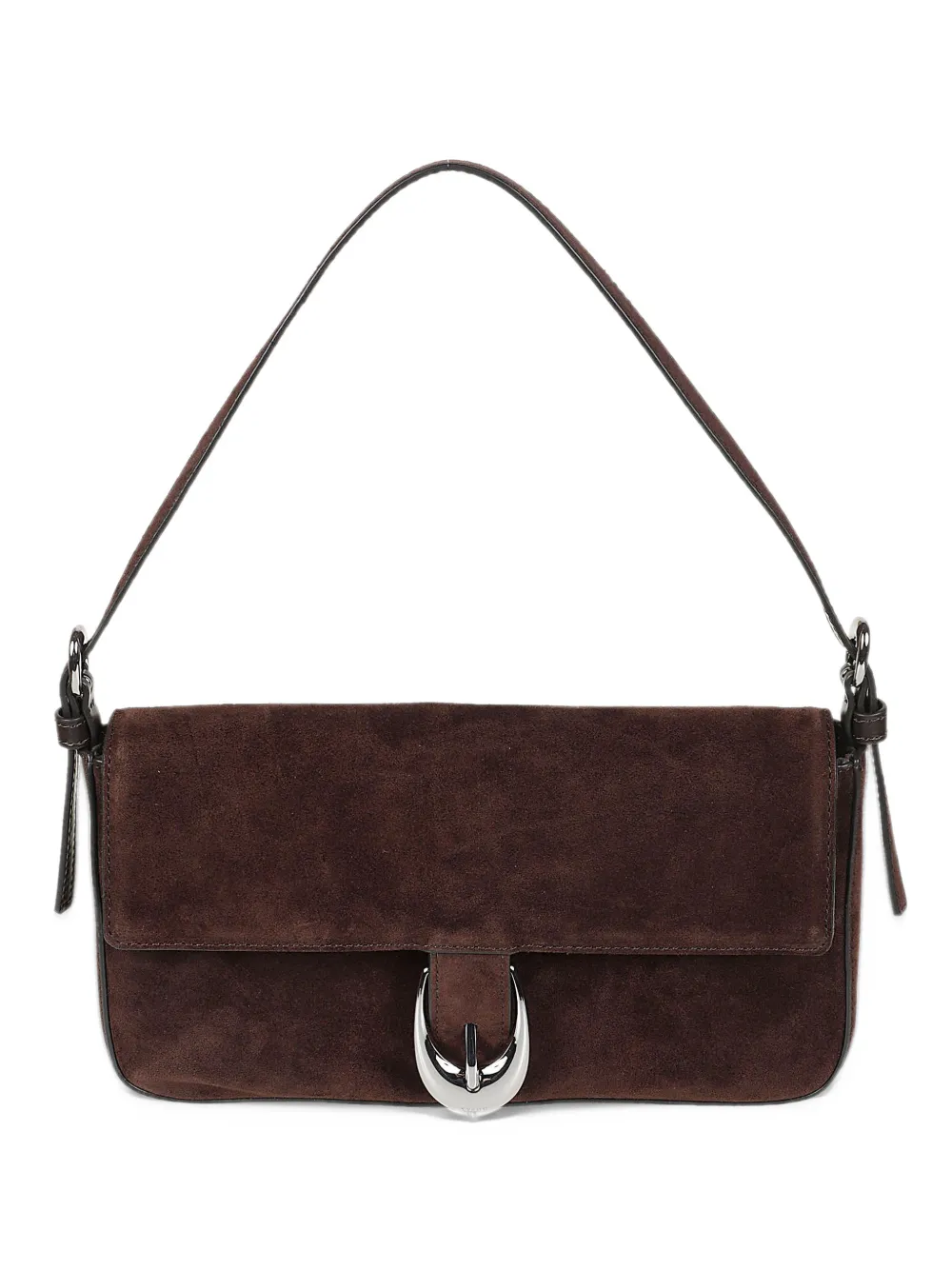 STAUD Harlow buckle-detail suede shoulder bag - Marrone