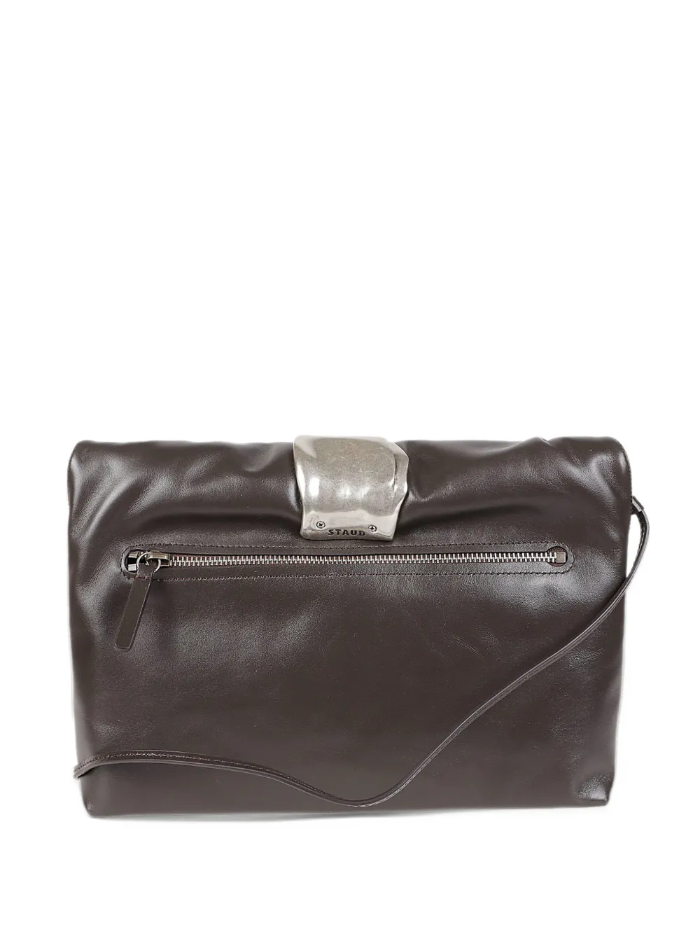 STAUD Cuff sculptural-plaque leather cross body bag - Marrone