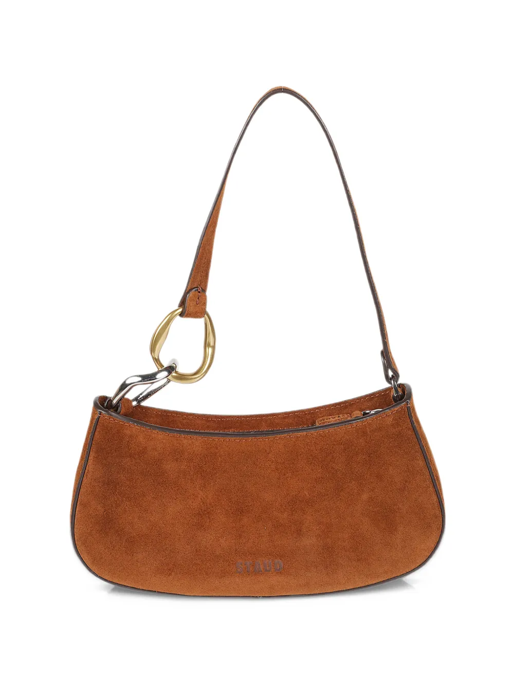 STAUD Ollie suede chain-link shoulder bag Bruin
