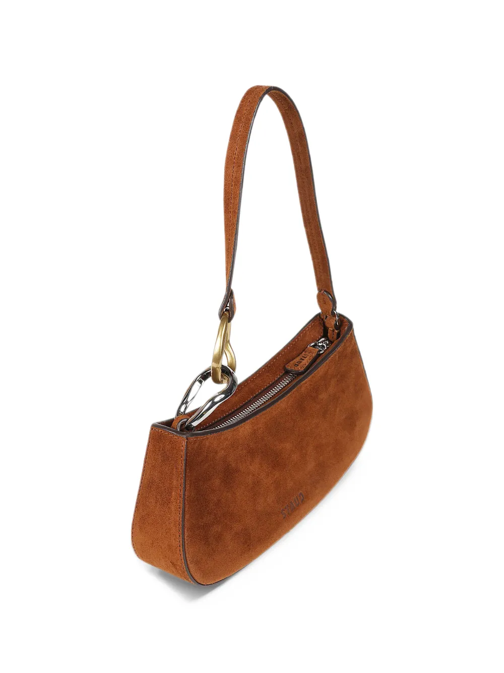 STAUD Ollie suede chain-link shoulder bag Bruin