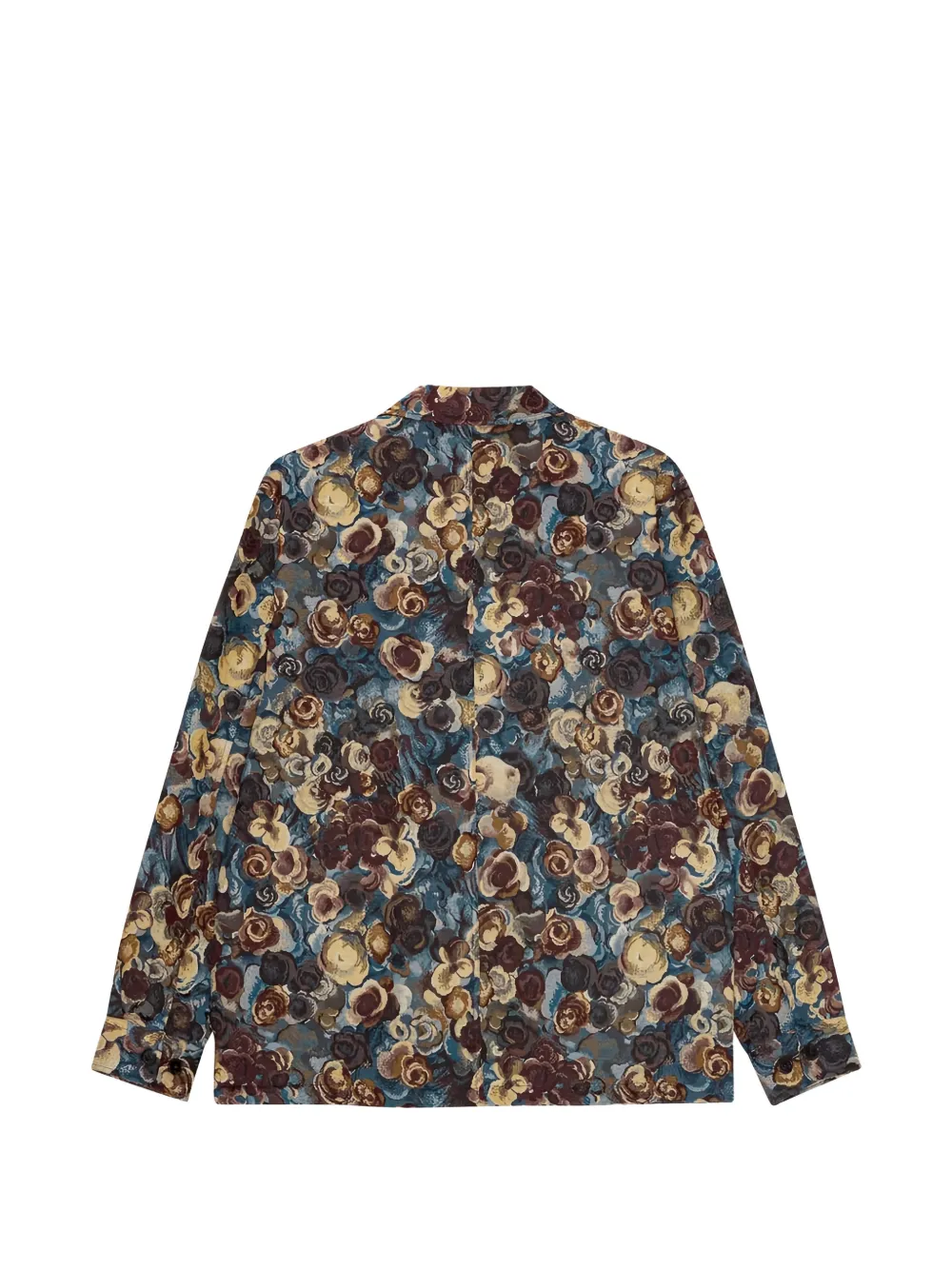 Les Deux flower jacquard shirt jacket Blauw
