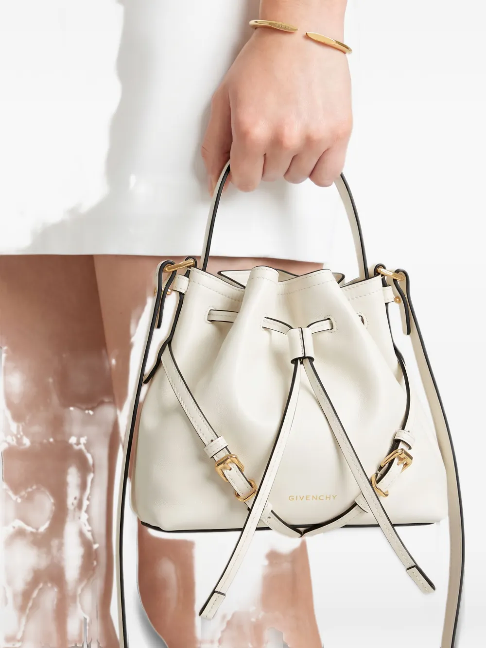 Givenchy Mini Voyou leren schoudertas Beige