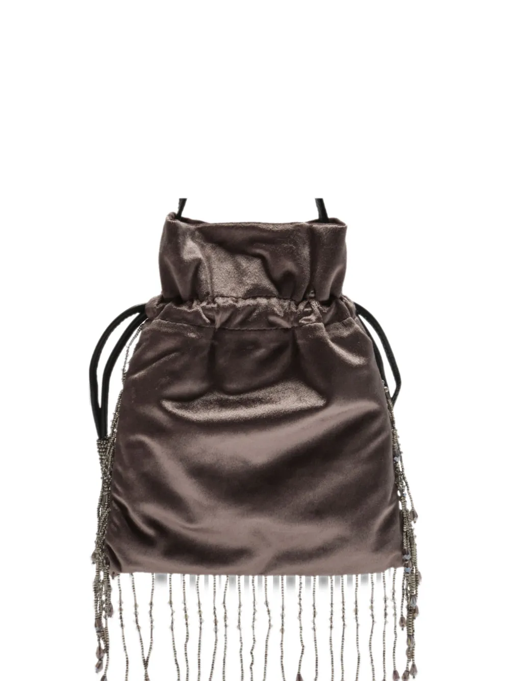 MALIPARMI Rugiada bead-embellished velvet shoulder bag - Marrone