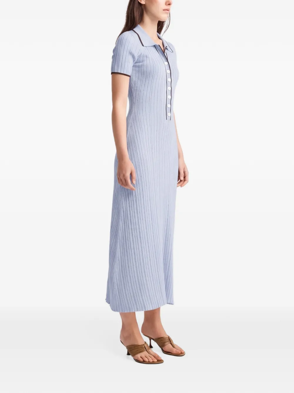 Anna Quan Penelope ribbed-knit maxi dress Blauw