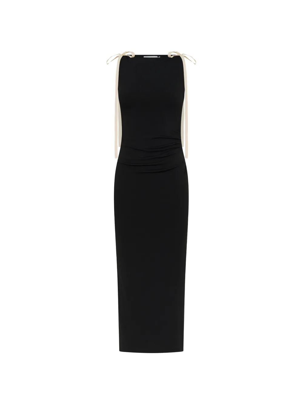 Anna Quan Testino tie-strap gathered midi dress Zwart