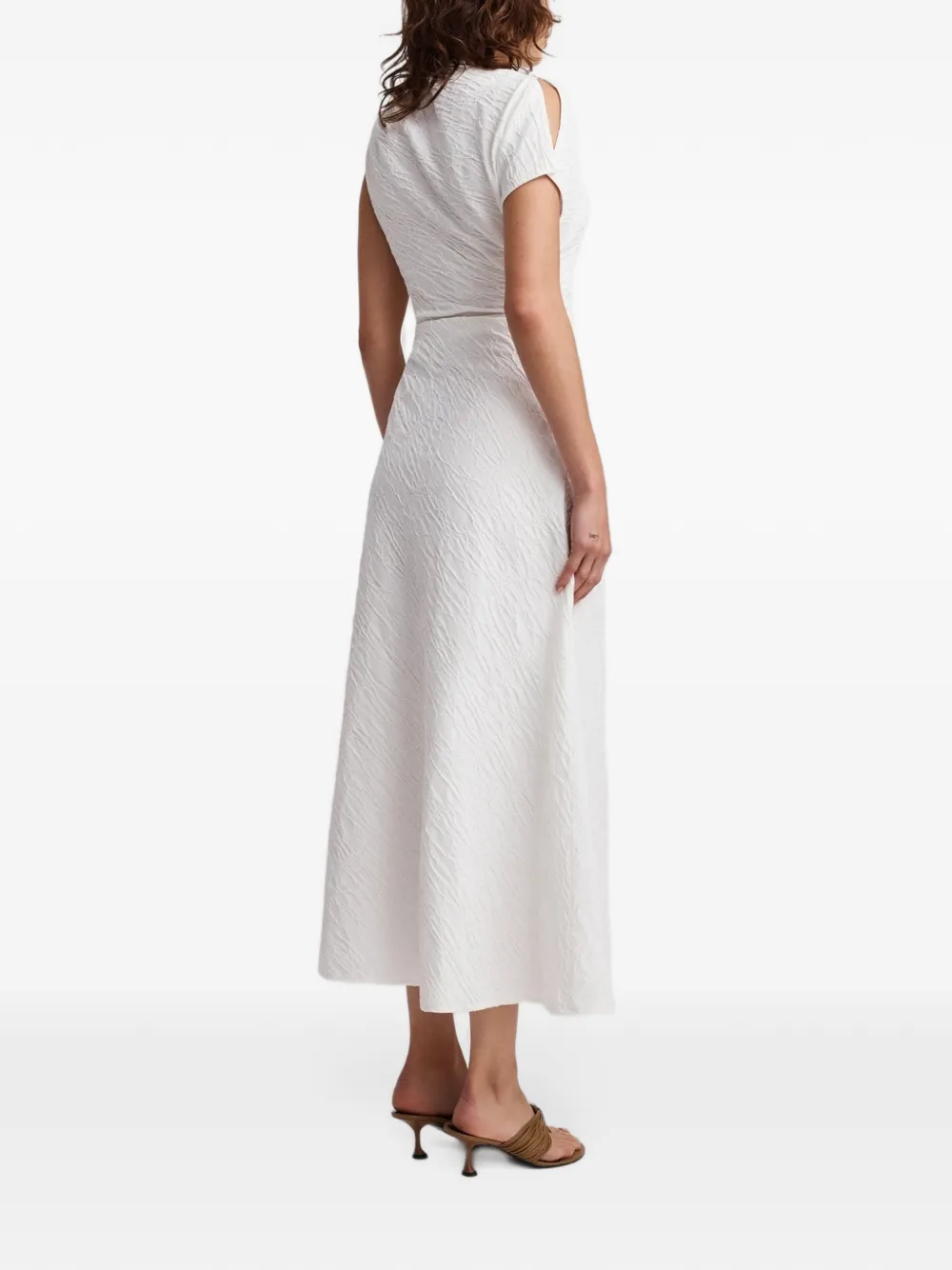Anna Quan Charlie asymmetric ruched midi dress Wit